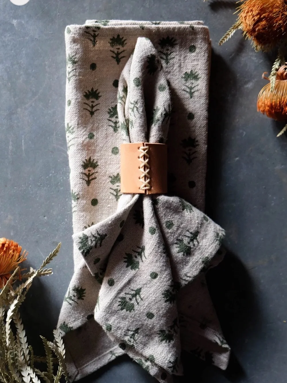 New🌟Terrain- Pari Olive Linen Napkins-Olive